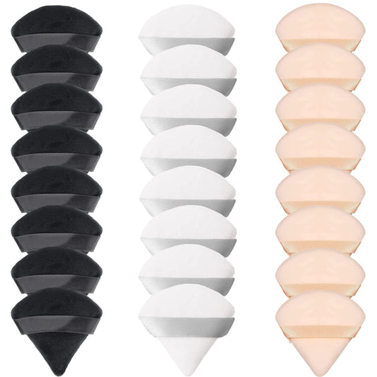 24 Pieces Powder Puff, Triangle Makeup Puff Cotton Powder Face Washable Body Powder Puff