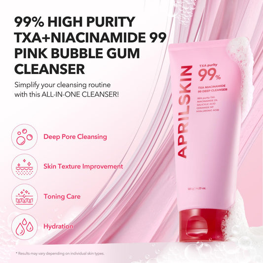 April Skin TXA Niacinamide Pink Bubble Gum Deep Cleanser