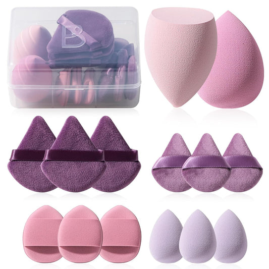 Makeup Sponge Set  Triangle Puff 14 Pcs for Liquid, Cream, and Powder, Multi-Colored Makeup Sponges and Mini Sponge