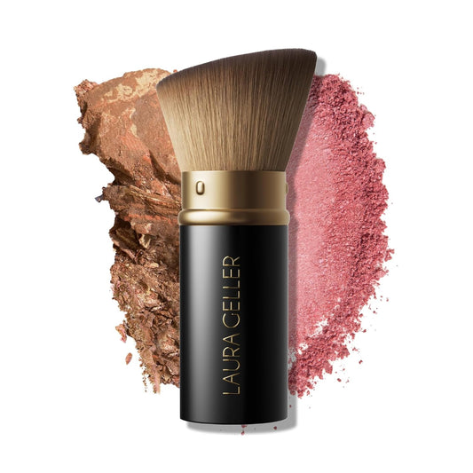 LAURA GELLER Retractable Black Kabuki Brush for Liquid  Cream and Powder Face Makeup with Aluminum Handle