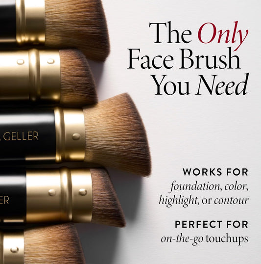 LAURA GELLER Retractable Black Kabuki Brush for Liquid  Cream and Powder Face Makeup with Aluminum Handle